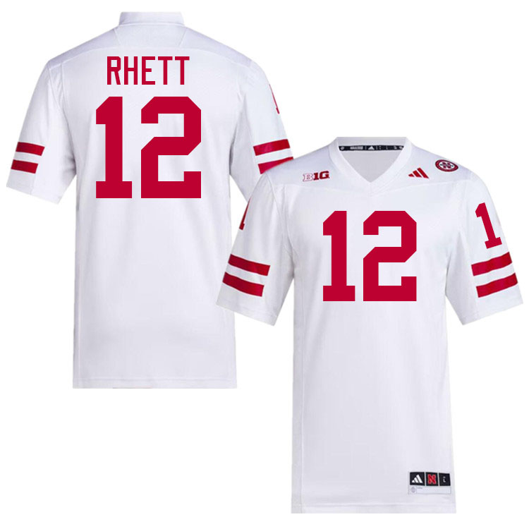 Nebraska Cornhuskers #12 Justyn Rhett College Football Jersey Stitched-White Nebraska Cornhuskers #12 Justyn Rhett College Football Jersey Stitched-White